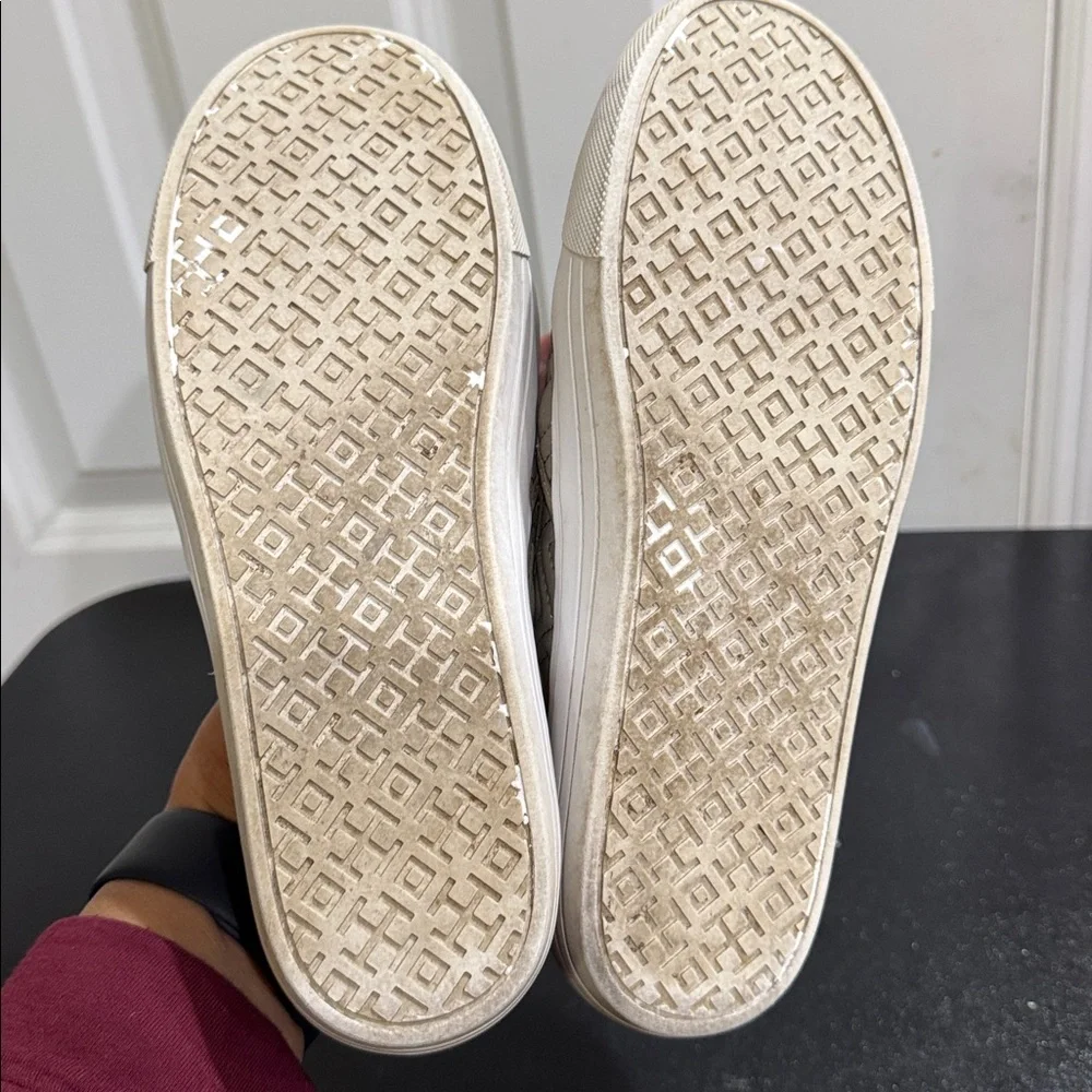 Tory Burch taupe Quilted Slip-On leather Sneakers